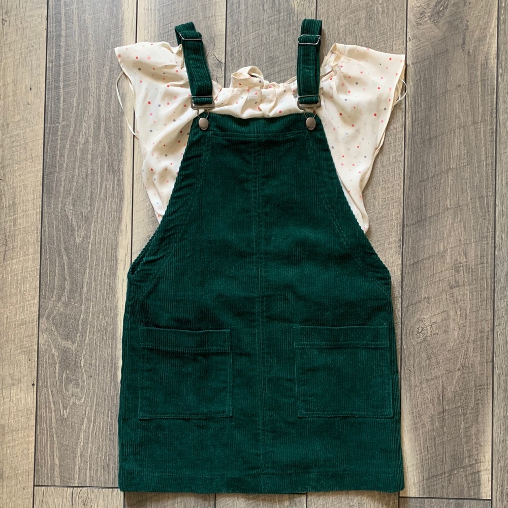 Forest Green Corduroy Overall Dress
